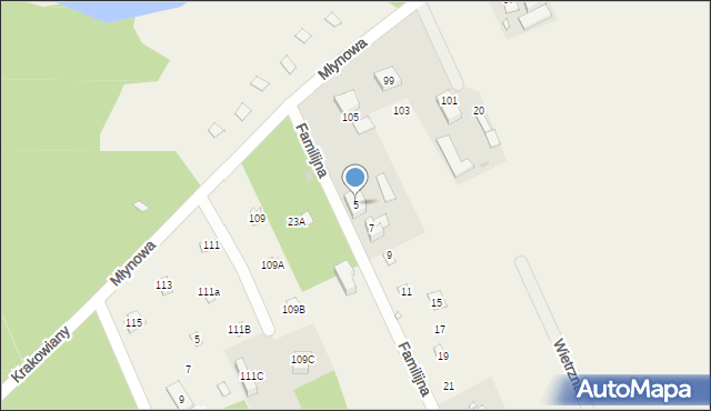 Krakowiany, Familijna, 5, mapa Krakowiany