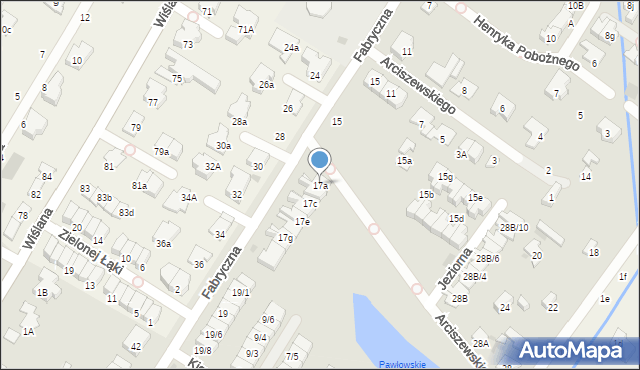 Łomianki, Fabryczna, 17a, mapa Łomianki