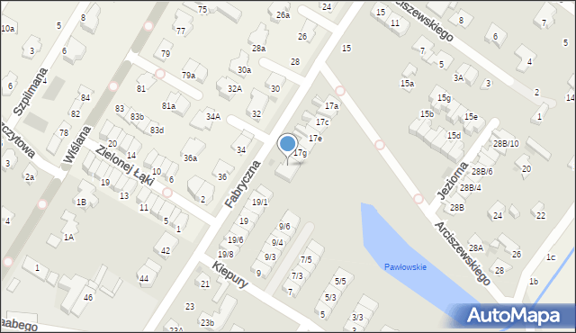 Łomianki, Fabryczna, 17i, mapa Łomianki