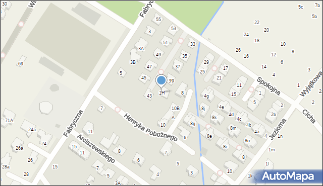 Łomianki, Fabryczna, 1H, mapa Łomianki