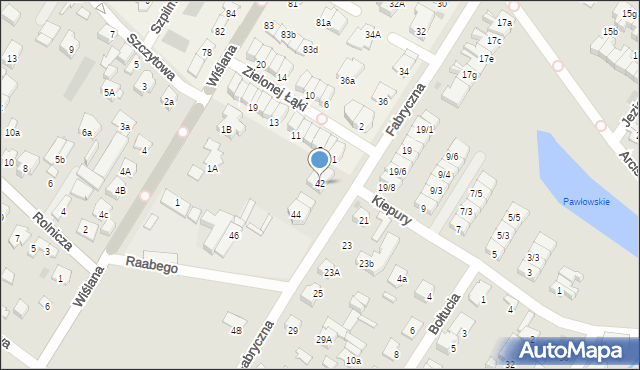 Łomianki, Fabryczna, 42, mapa Łomianki