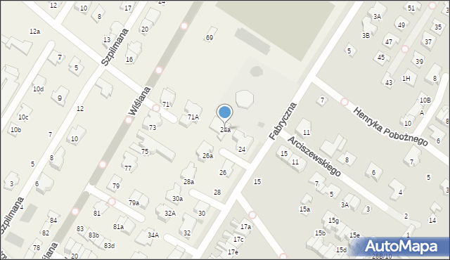 Łomianki Dolne, Fabryczna, 24a, mapa Łomianki Dolne