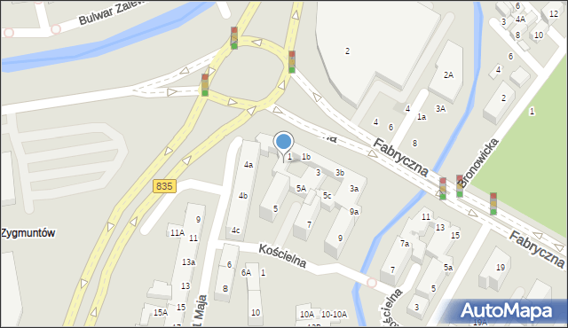 Lublin, Fabryczna, 1A, mapa Lublina