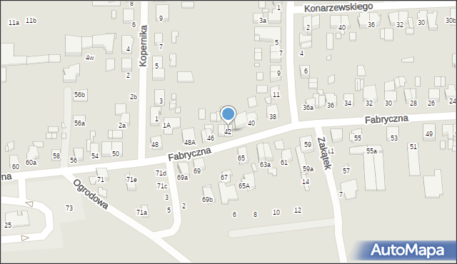 Luboń, Fabryczna, 42, mapa Luboń