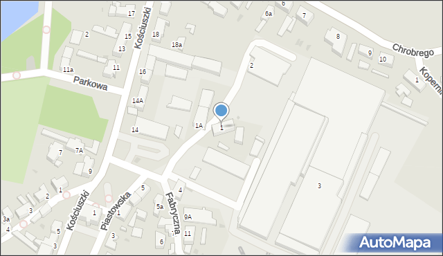 Małomice, Fabryczna, 1, mapa Małomice