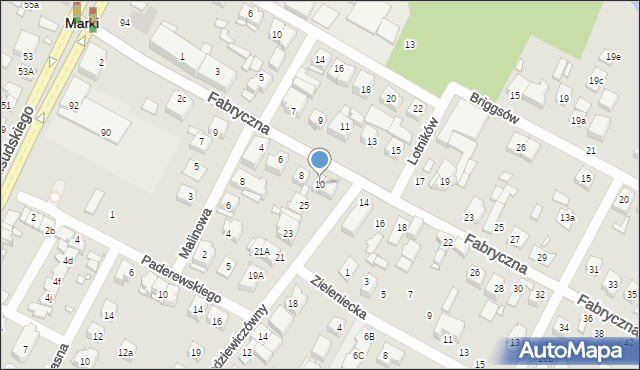 Marki, Fabryczna, 10, mapa Marki