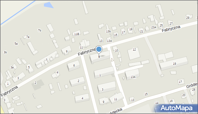 Michałowo, Fabryczna, 8, mapa Michałowo