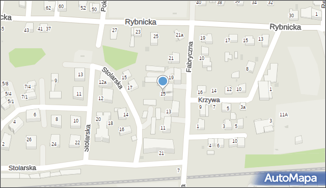 Mikołów, Fabryczna, 15, mapa Mikołów