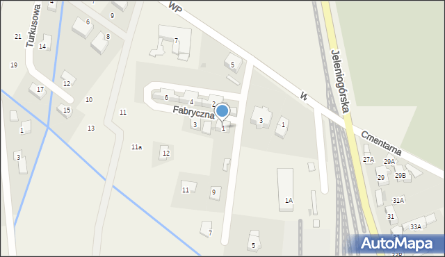 Mysłakowice, Fabryczna, 1, mapa Mysłakowice