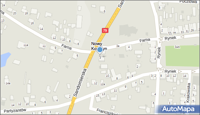 Nowy Korczyn, Farna, 3, mapa Nowy Korczyn