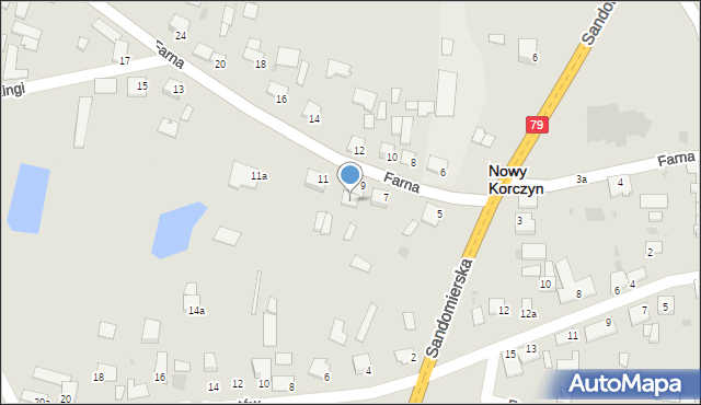 Nowy Korczyn, Farna, 9a, mapa Nowy Korczyn