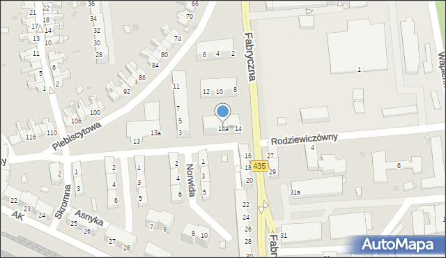 Opole, Fabryczna, 14a, mapa Opola