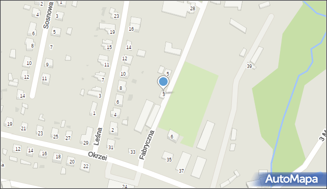 Ośno Lubuskie, Fabryczna, 3, mapa Ośno Lubuskie