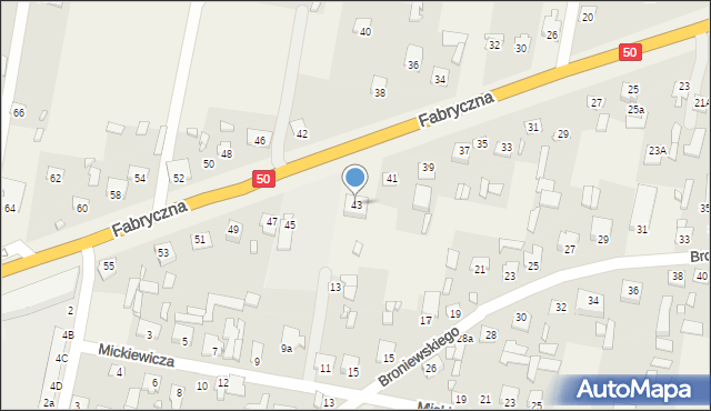 Ostrówek, Fabryczna, 43, mapa Ostrówek