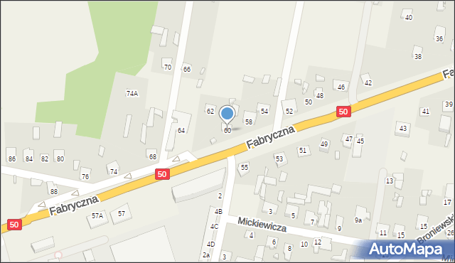 Ostrówek, Fabryczna, 60, mapa Ostrówek