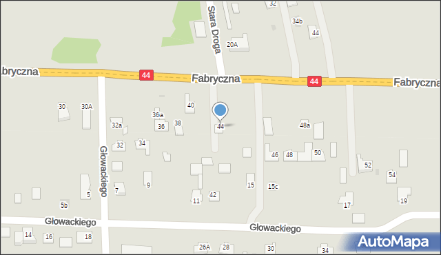 Oświęcim, Fabryczna, 44, mapa Oświęcimia