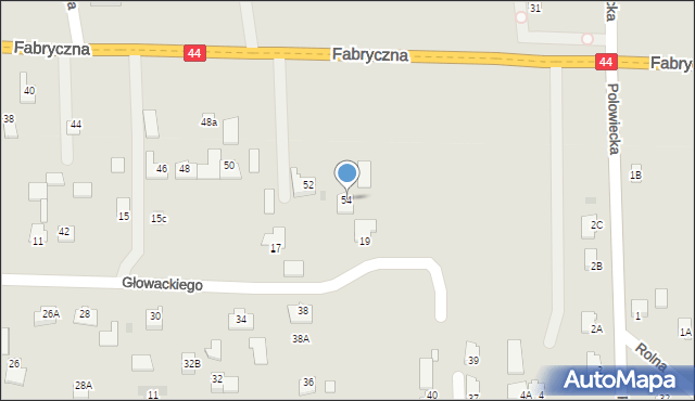 Oświęcim, Fabryczna, 54, mapa Oświęcimia