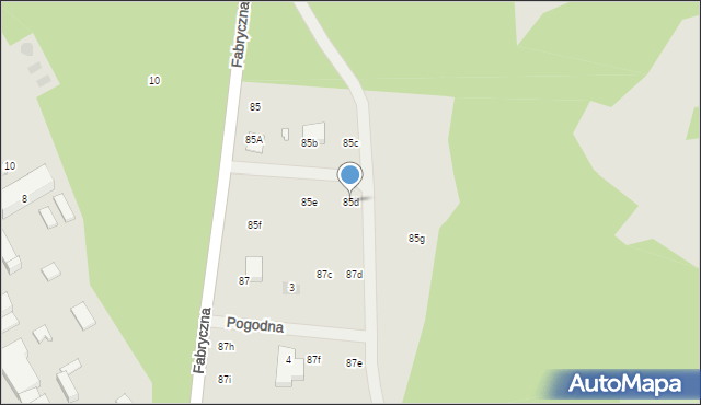 Pionki, Fabryczna, 85d, mapa Pionki