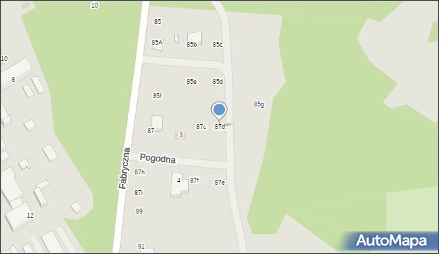 Pionki, Fabryczna, 87d, mapa Pionki