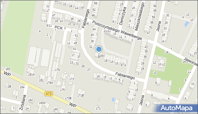 Piotrków Trybunalski, Fabianiego Józefa, 20, mapa Piotrków Trybunalski