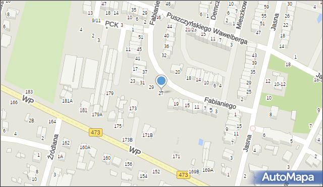Piotrków Trybunalski, Fabianiego Józefa, 27, mapa Piotrków Trybunalski