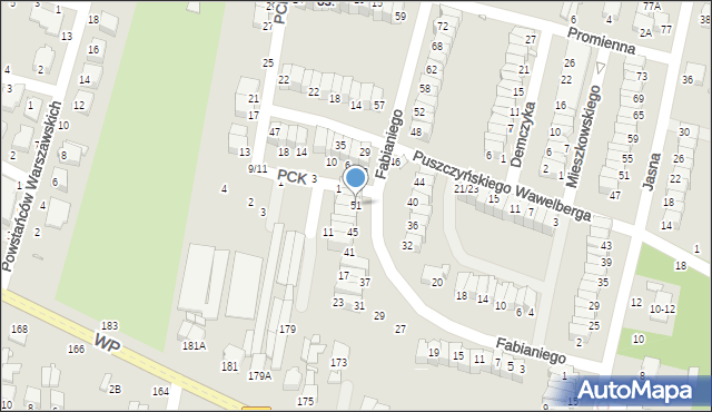 Piotrków Trybunalski, Fabianiego Józefa, 51, mapa Piotrków Trybunalski