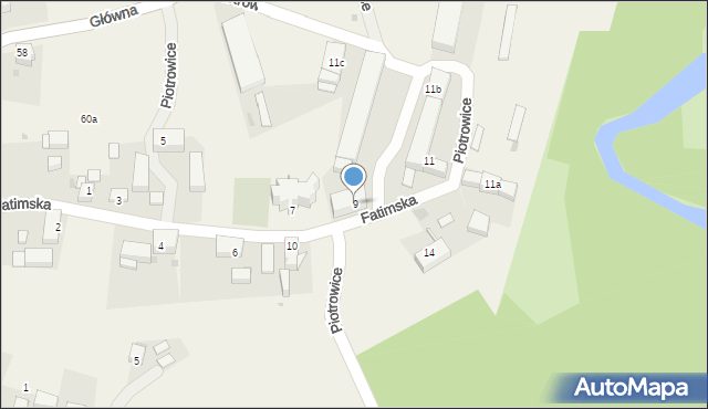 Piotrowice, Fatimska, 9, mapa Piotrowice