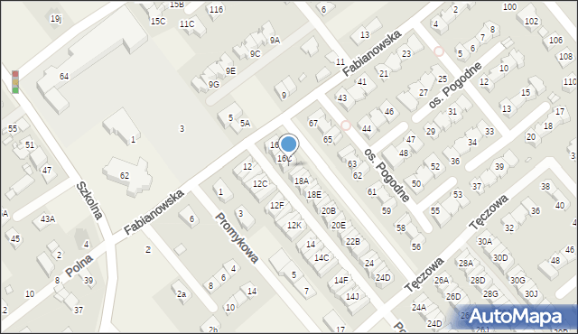 Plewiska, Fabianowska, 16E, mapa Plewiska