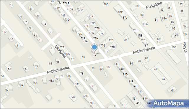 Plewiska, Fabianowska, 71, mapa Plewiska