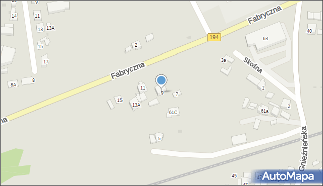 Pobiedziska, Fabryczna, 9, mapa Pobiedziska