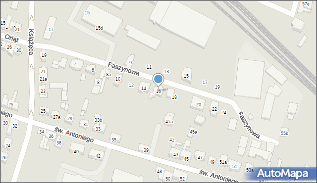 Poznań, Faszynowa, 16, mapa Poznania