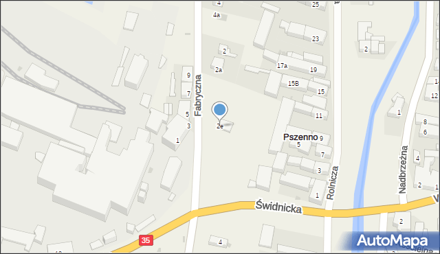 Pszenno, Fabryczna, 2e, mapa Pszenno