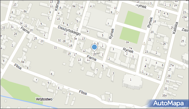 Pyzdry, Farna, 10, mapa Pyzdry