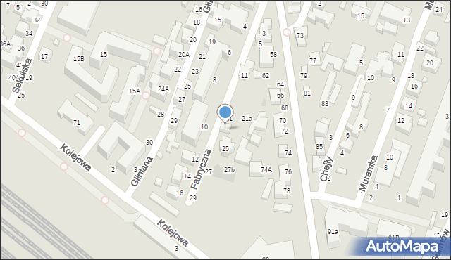 Siedlce, Fabryczna, 23, mapa Siedlce