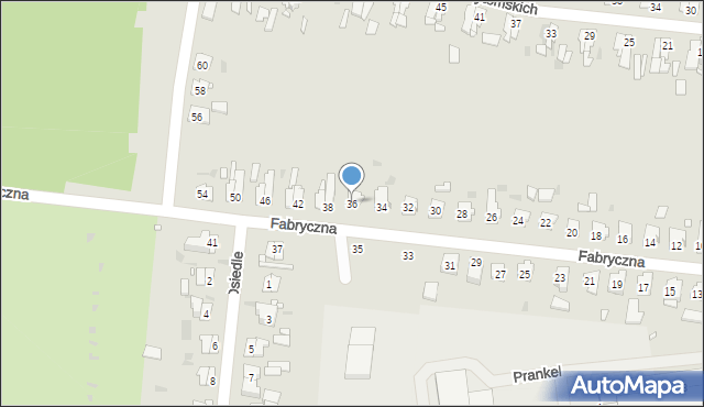 Strzelce Opolskie, Fabryczna, 36, mapa Strzelce Opolskie