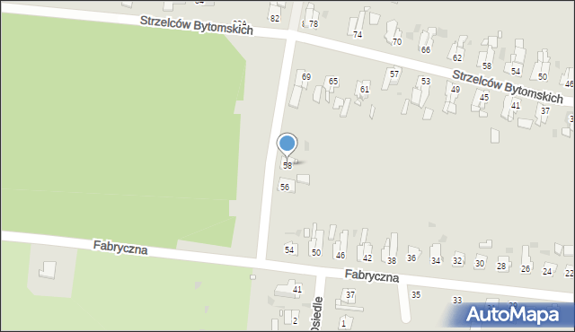 Strzelce Opolskie, Fabryczna, 58, mapa Strzelce Opolskie