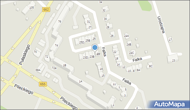 Suwałki, Falka Knuta Olofa, 23A, mapa Suwałk