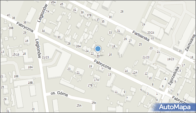Tomaszów Mazowiecki, Fabryczna, 20, mapa Tomaszów Mazowiecki