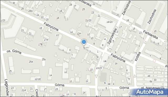 Tomaszów Mazowiecki, Fabryczna, 5, mapa Tomaszów Mazowiecki