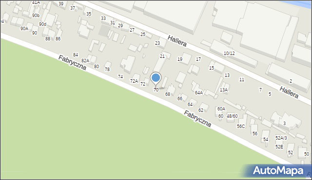 Tomaszów Mazowiecki, Fabryczna, 70, mapa Tomaszów Mazowiecki