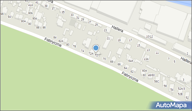 Tomaszów Mazowiecki, Fabryczna, 72, mapa Tomaszów Mazowiecki