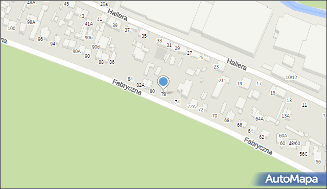 Tomaszów Mazowiecki, Fabryczna, 78, mapa Tomaszów Mazowiecki