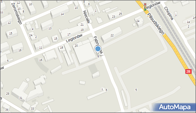 Wadowice, Fabryczna, 4, mapa Wadowice