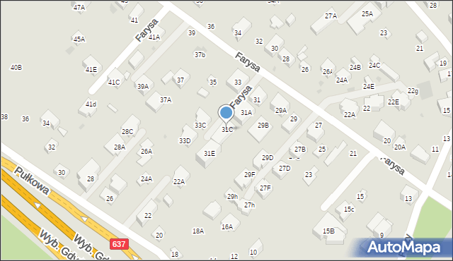 Warszawa, Farysa, 31C, mapa Warszawy
