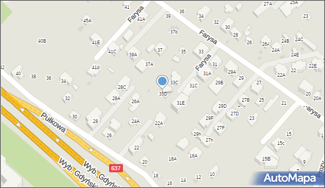 Warszawa, Farysa, 33D, mapa Warszawy