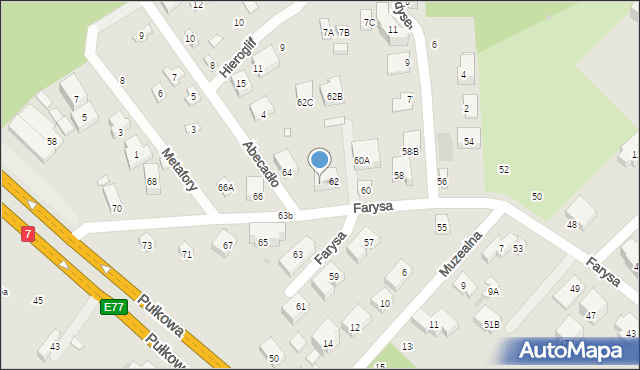 Warszawa, Farysa, 62A, mapa Warszawy