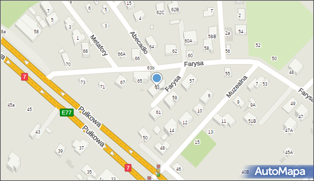 Warszawa, Farysa, 63A, mapa Warszawy