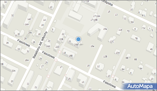 Warszawa, Fasolowa, 20C, mapa Warszawy