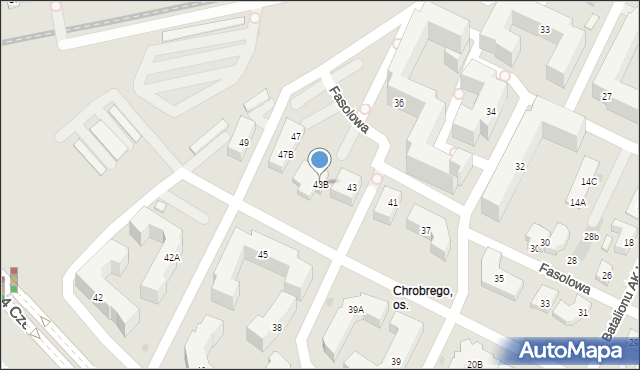 Warszawa, Fasolowa, 43B, mapa Warszawy