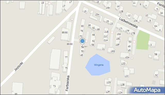 Warszawa, Farbiarska, 54, mapa Warszawy